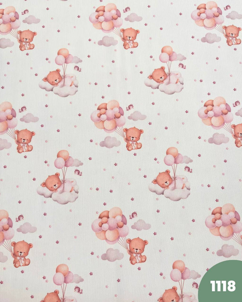 PIQUET DI COTONE - 1118 ORSETTO NUVOLE ROSA