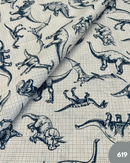 COTONE ARREDAMENTO - 619 DINOSAURO FONDO QUADRETTINO