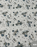 COTONE ARREDAMENTO - 620 DINOSAURO IN MACCHINA FONDO QUADRETTINO