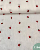 MUSSOLA DI COTONE RICAMATA - FRAGOLE 2284