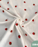 MUSSOLA DI COTONE RICAMATA - FRAGOLE 2284