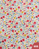 COTONE 100% - 655 FIORI PICCOLI COLORATI FOGLIE CELESTI