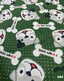 COTONE ARREDAMENTO - 684 CANE FONDO VERDE POIS