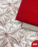 COTONE ARREDAMENTO - 693 FOGLIA BEIGE E ROSSA