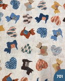 COTONE ARREDAMENTO -701 CAGNOLINI E CUORI FONDO BEIGE MELANGE