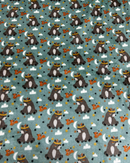 PILE DOUDOU DOUBLE-FACE - ORSO INDIAN FONDO VERDE SALVIA