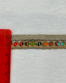 PAS-145 TRECCIA MULTICOLOR CON FILO LUREX BEIGE H 1,50CM