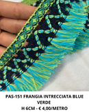 PAS-151 FRANGIA INTRECCIATA BLU E VERDE H 6CM