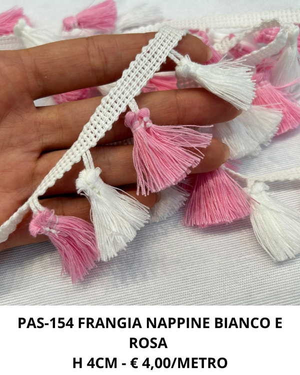 PAS-154 FRANGIA NAPPINE BIANCO E ROSA H 4CM