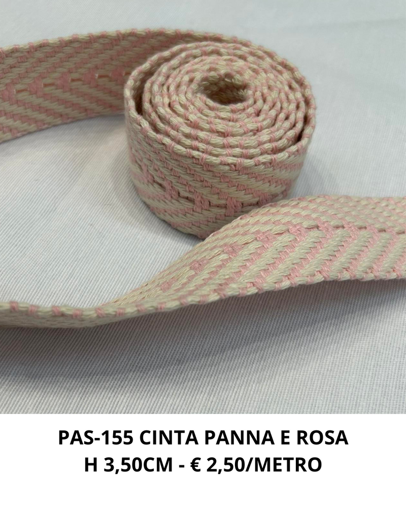 PAS-155 CINTA PANNA E ROSA H 3.50CM