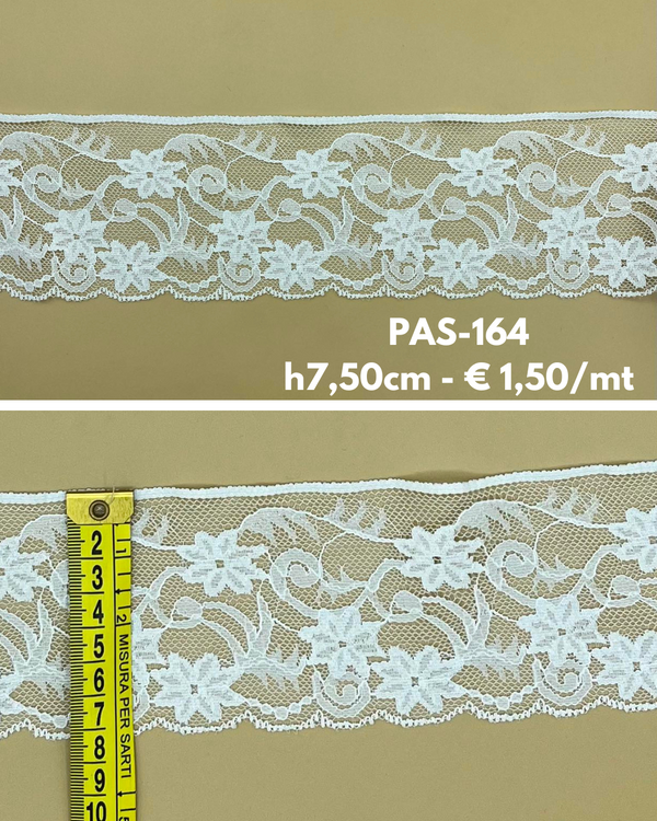 PAS-164 PASSAMANERIA FIORE BIANCO H 7,50CM