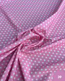 SATIN - 39 FONDO ROSA POIS BIANCO 0.50CM