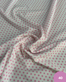SATIN - 40 FONDO BIANCO POIS ROSA 0.50CM