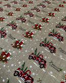 TELA EFFETTO JUTA DISEGNO AUTO E BABBO NATALE