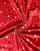 VELLUTO STAMPATO - FONDO ROSSO STELLE ORO