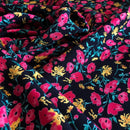 VISCOSA - 054 FIORELLINI ROSA E GIALLO FONDO NERO