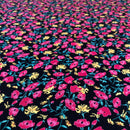 VISCOSA - 054 FIORELLINI ROSA E GIALLO FONDO NERO