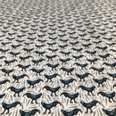 POPELINE DI COTONE FANTASIA - 063 GALLO BLU FONDO BIANCO