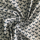 POPELINE DI COTONE FANTASIA - 063 GALLO BLU FONDO BIANCO