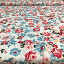 POPELINE DI COTONE FANTASIA - 065 FIORI COLORATI FONDO BIANCO