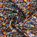 POPELINE DI COTONE FANTASIA - 066 FANTASIA ASTRATTA ARANCIONE E VIOLA