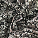 POPELINE DI COTONE FANTASIA - 068 FIORI GRIGIO E TORTORA FONDO NERO