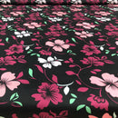 POPELINE DI COTONE FANTASIA - 071 FIORE ROSA E MAGENTA FONDO NERO