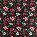 POPELINE DI COTONE FANTASIA - 071 FIORE ROSA E MAGENTA FONDO NERO