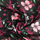 POPELINE DI COTONE FANTASIA - 071 FIORE ROSA E MAGENTA FONDO NERO