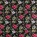 POPELINE DI COTONE FANTASIA - 072 FIORE VERDE E MAGENTA FONDO NERO