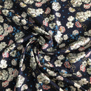 POPELINE DI COTONE FANTASIA - 075 FIORI BIANCHI FONDO BLU