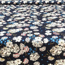 POPELINE DI COTONE FANTASIA - 075 FIORI BIANCHI FONDO BLU