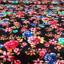 POPELINE DI COTONE FANTASIA - 077 FIORI COLORATI FONDO NERO