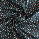 POPELINE DI COTONE FANTASIA - 078 FIORELLINI E RAMI FONDO BLU