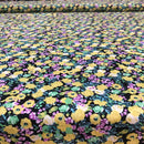 POPELINE DI COTONE FANTASIA - 079 FIORELLINI GIALLI FONDO NERO