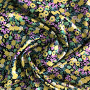 POPELINE DI COTONE FANTASIA - 079 FIORELLINI GIALLI FONDO NERO