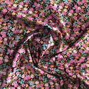 POPELINE DI COTONE FANTASIA - 080 FIORELLINI ROSA FONDO NERO