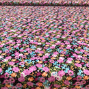 POPELINE DI COTONE FANTASIA - 080 FIORELLINI ROSA FONDO NERO