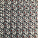 POPELINE DI COTONE FANTASIA - 086 FIORI E PIUME FONDO GRIGIO