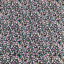 POPELINE DI COTONE FANTASIA - 088 FIORELLINO ROSA FONDO NERO A POIS