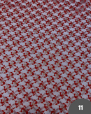 11 PIZZO RASCHEL FIOCCO ROSSO E ARGENTO LUREX