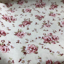 COTONE 100% - 114 ROSELLINE FONDO COLORATO TRE VARIANTI