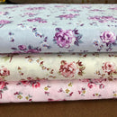 COTONE 100% - 114 ROSELLINE FONDO COLORATO TRE VARIANTI