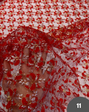 11 PIZZO RASCHEL FIOCCO ROSSO E ARGENTO LUREX