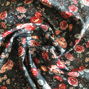 COTONE 100% - 122 FIORE ROSSO FONDO BLU