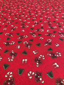 COTONE 100% - 143 ALBERELLO NATALE FONDO ROSSO