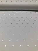 GABARDINE DI COTONE - 149 STELLINE ARGENTO FONDO BIANCO