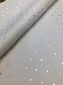 GABARDINE DI COTONE - 149 STELLINE ARGENTO FONDO BIANCO