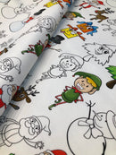 GABARDINE DI COTONE - 151 BABBO NATALE DA COLORARE