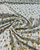 COTONE 100% - 164 FIORE SENAPE FONDO PANNA A RIGHE